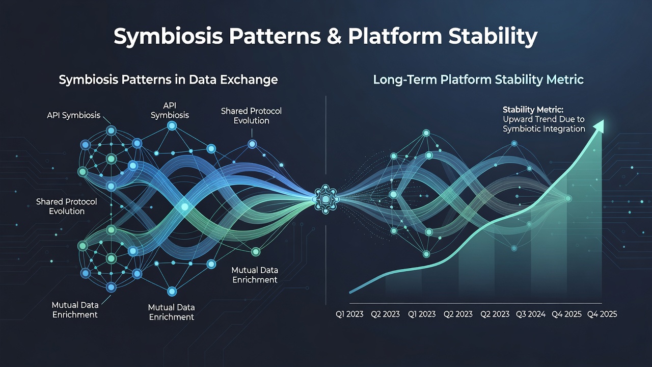 Graph depicting stability metric trends linked to different symbiosis configurations in data networks
